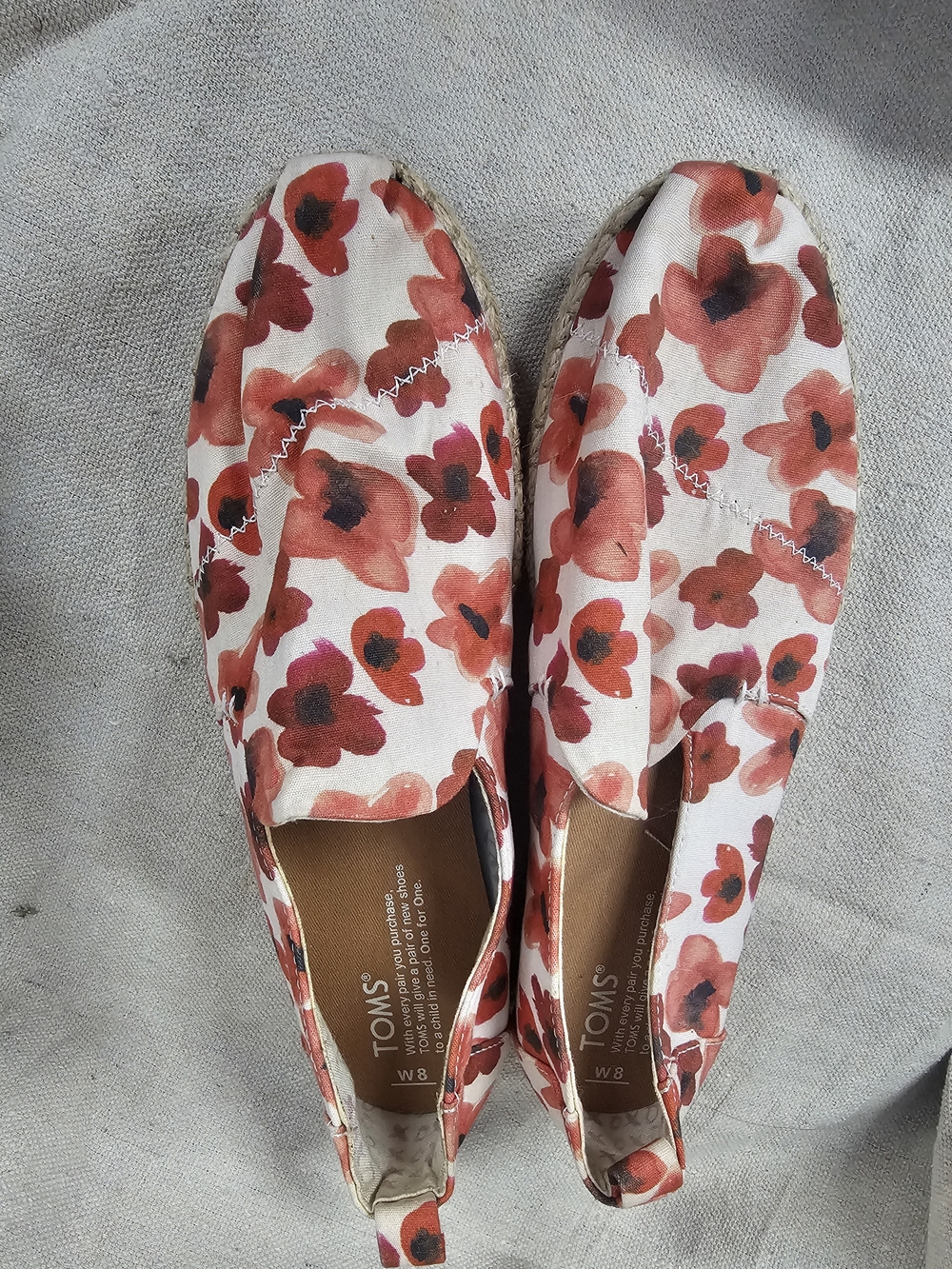 TOMS Women’s Floral Espadrille Slip-Ons in Red